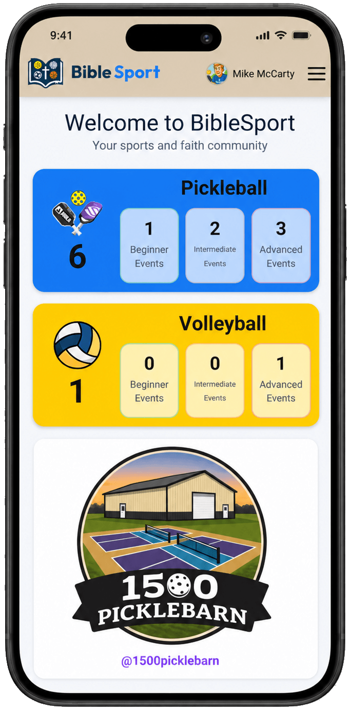 BibleSport Dashboard screen